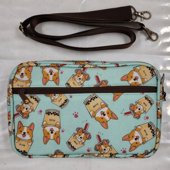 Waterproof Boba Corgi Rectangle Crossbody Shoulder Phone Purse - Picture 8 of 12